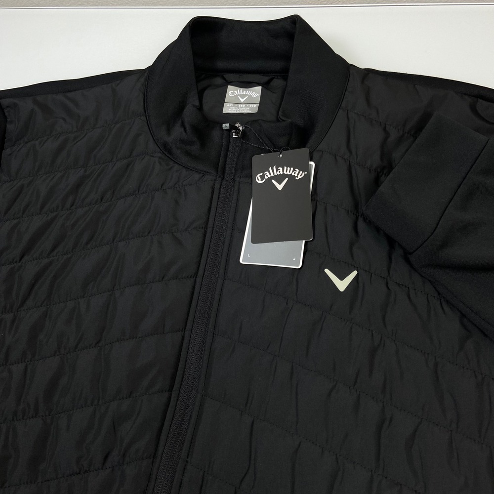 Callaway Mens XXL‎ Black Golf Quilted Puffer Jacket Long Sleeve Zip Up NEW